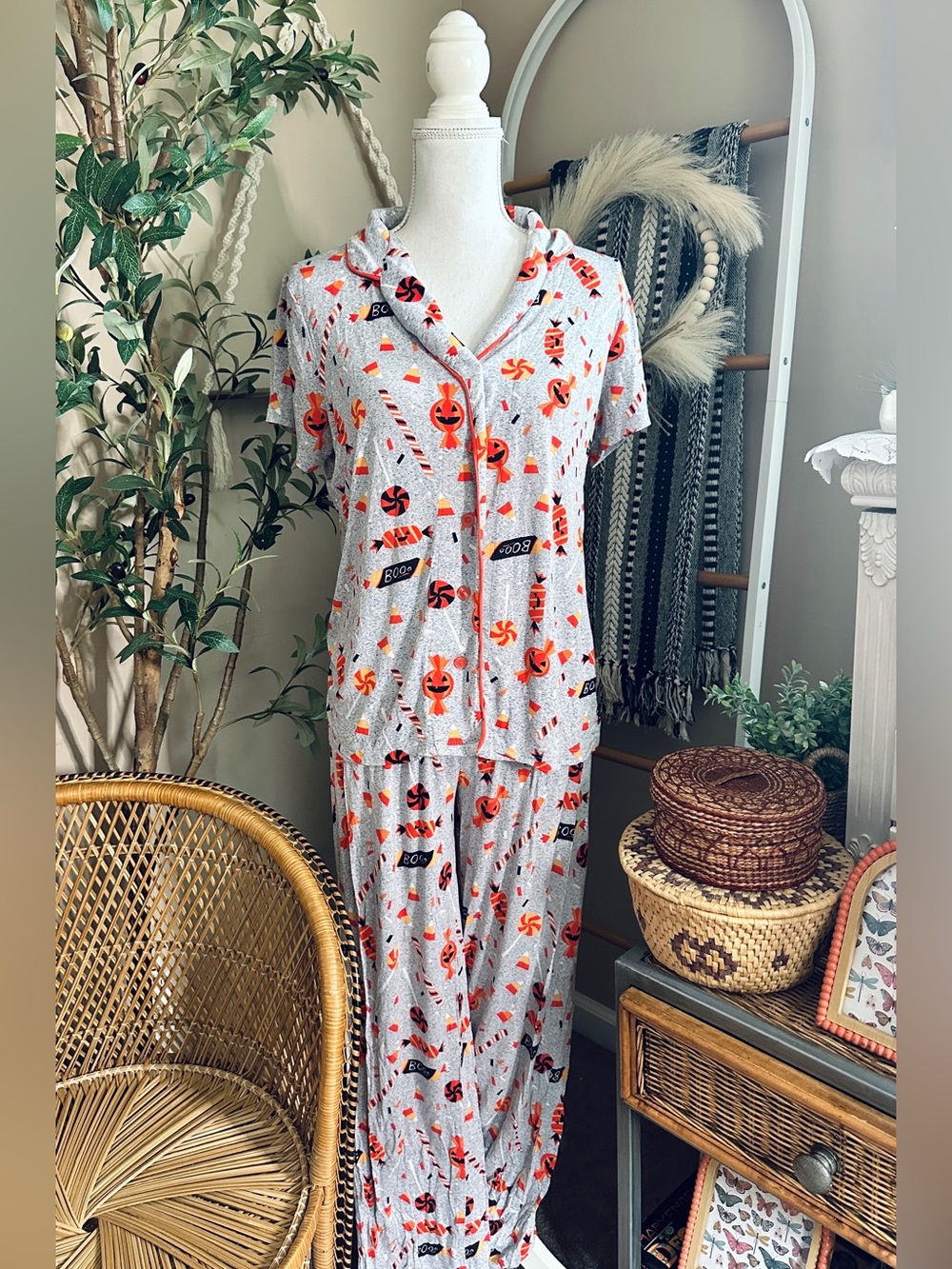 Munki Munki Halloween Candy Print Pajama Set Size M